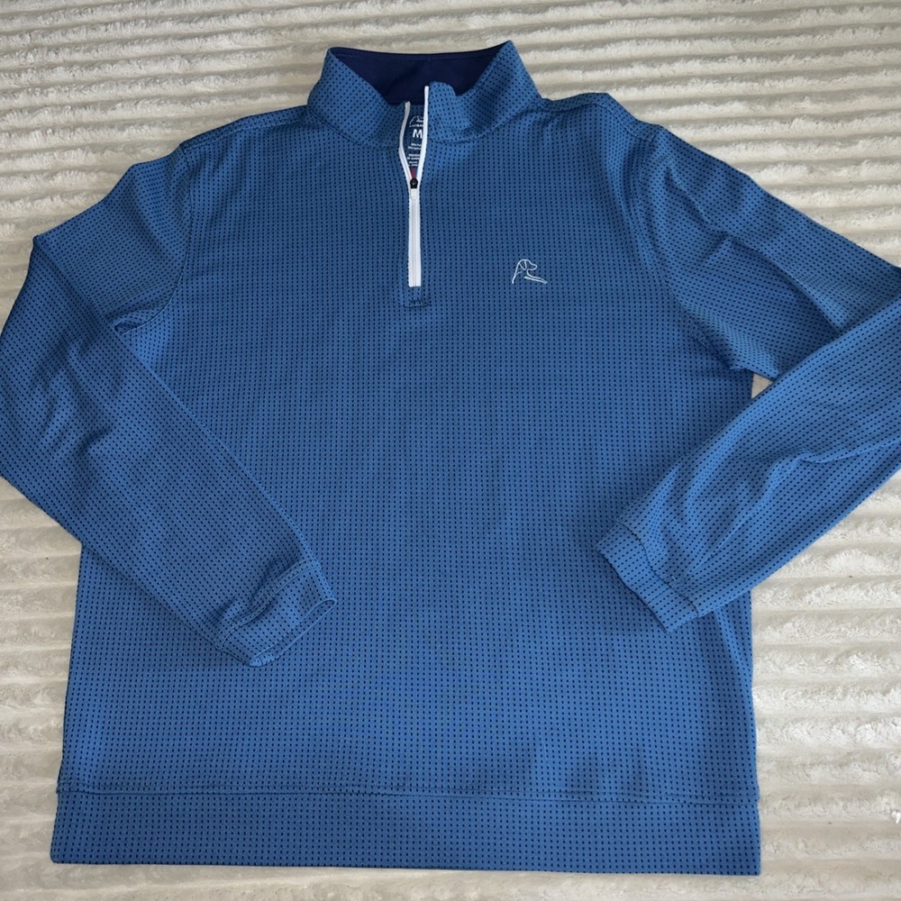 Rhoback Quarter Zip Size Medium Blue Polka Dot Preppy Golf